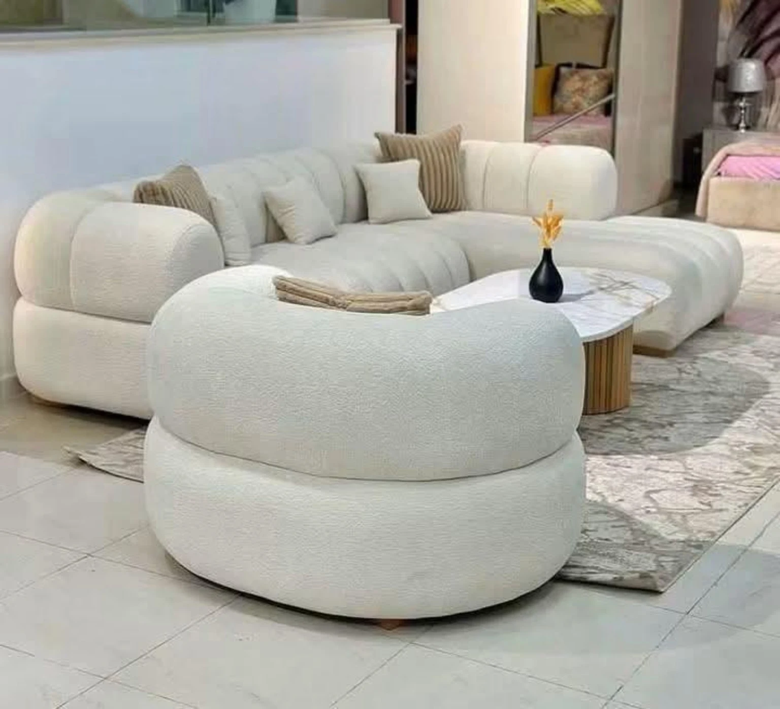 Ivory curved furniture